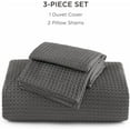 thumbnail image 6 of Luxury Waffle Duvet Cover Queen Size - Textured Duvet Cover Set, Soft, Breathable Bedding Set (90"x90") with 2 Pillow Shams for All Season, Dark Grey, Comforter Not Included, 6 of 9