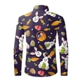 thumbnail image 4 of Mens Easter Shirts Fashion Digital 3D Printed Long Sleeve Lapel Button Down Mens Clothing,Dark Blue,2XL, 4 of 5