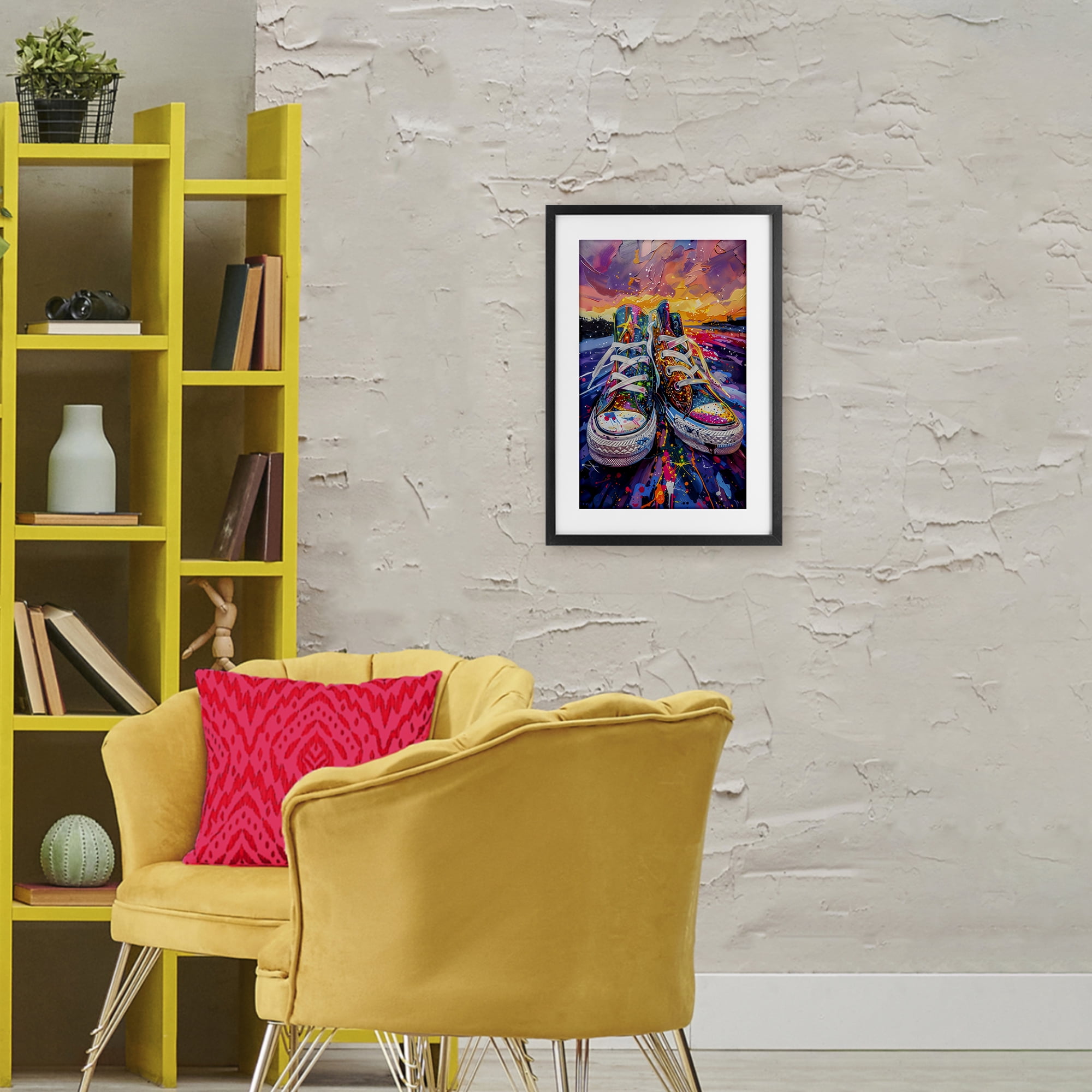 Stupell Industries Vibrant Sneakers at Sunset Black Framed Print Under Glass, design by Creative Studio