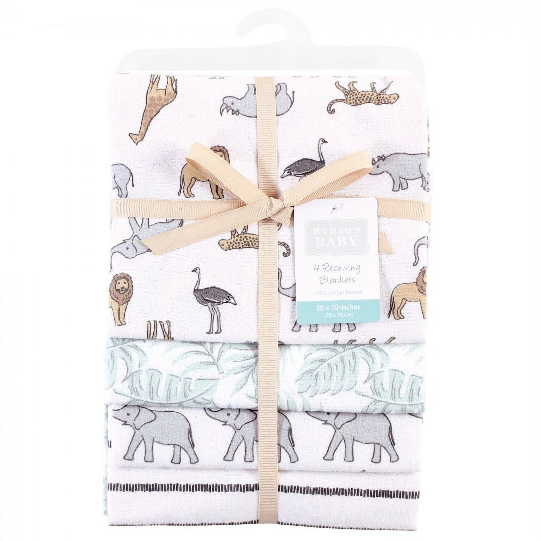 Hudson Baby Unisex Baby Cotton Poly Flannel Receiving Blankets, Modern Neutral Safari, One Size