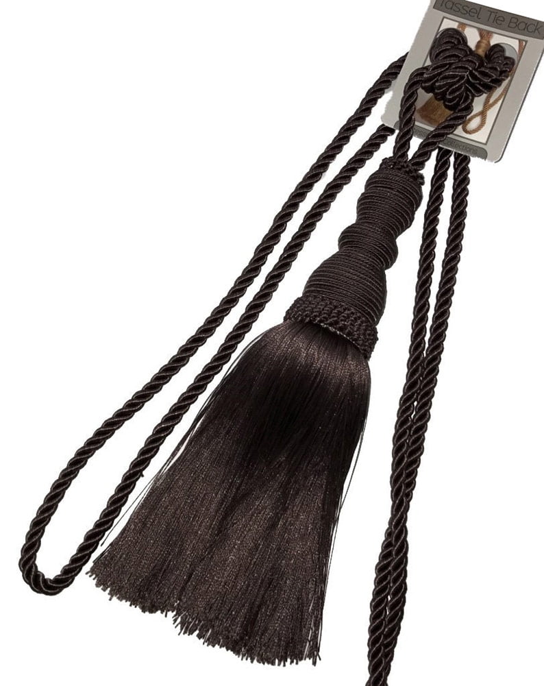Single Decorative Rope Tassel Tie Back, Coffee, 10 Inch Tassel, 36 Inch