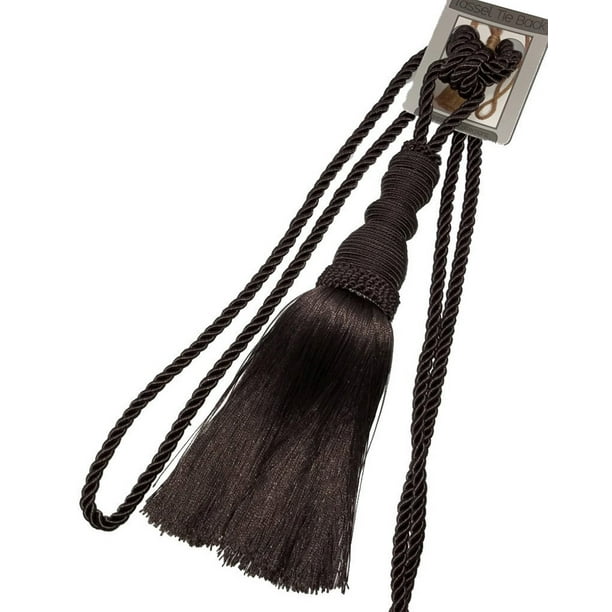 Single Decorative Rope Tassel Tie Back, Coffee, 10 Inch Tassel, 36 Inch