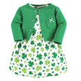 thumbnail image 1 of Hudson Baby Conjunto de cárdigan y algodón para niñas, vestido informal, tréboles 5T US, 1 of 1