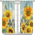 thumbnail image 3 of Sunflower Curtains, Farmhouse Yellow Floral Curtain Summer Fall Rustic Plant Window Treatments for Living Room Bedroom Kids Room Curtain 42x54 Inch, 3 of 6