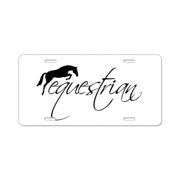 CafePress - Equestrian Jumper Black Rec - Aluminum License Plate, Front License Plate, Vanity Tag