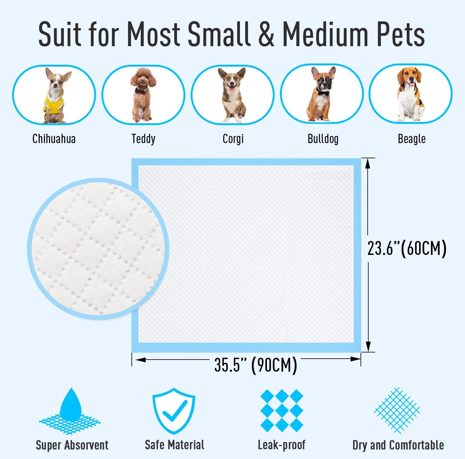 Dog and Puppy Training Pads, Potty Pads, Dog Pads Diapers Leak-Proof 6-Layer Pee Pads with Thicker Materials with Quick-Dry Surface for Potty Training Puppy Pads