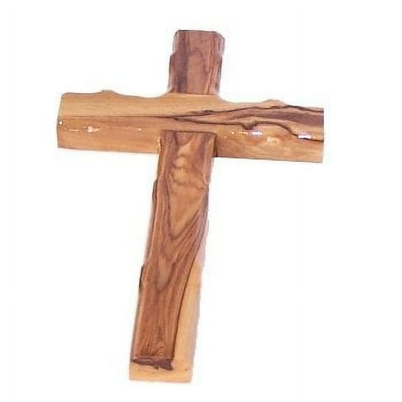 Olive wood Cross from Bethlehem with a Certificate and Lord prayer card (6 Inches)