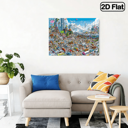 500pc Fun puzzle frameless paper puzzle mental exercise suitable for family games during holidays. The best gift for puzzle enthusiasts.A chaotic city.