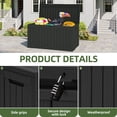 thumbnail image 4 of Uforic 72 Gallon Outdoor Resin Storage Box with Wheels, Patio Deck Box for Indoor & Outdoor Use, Ideal for Throw Pillows, Sports Gear & Yard Supplies, Black, 4 of 9