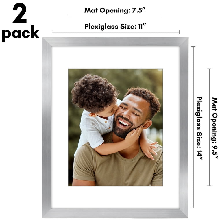 Americanflat 2 Pack of 11x14 Frames with 8x10 Mat - Plexiglass