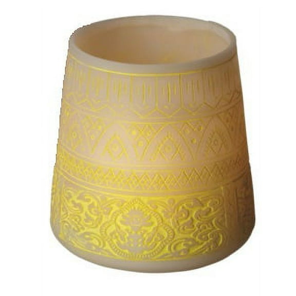 Midwest 5.5" Petit Bazaar Etched Moroccan Yellow Decorative Pillar Candle Holder