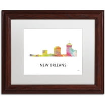 Trademark Fine Art 'New Orleans Louisiana Skyline WB-1' Canvas Art by Marlene Watson, White Matte, Wood Frame