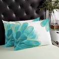 thumbnail image 4 of Turquoise Throw Pillow Cover 24 x 36 Inch Decorative Pillow Cover Modern Gold Solid Tie Dye Watercolor Floral Lumbar Pillowcase Seasonal Rectangle Cushion Case for Couch Sofa Bed Living Room, 4 of 7