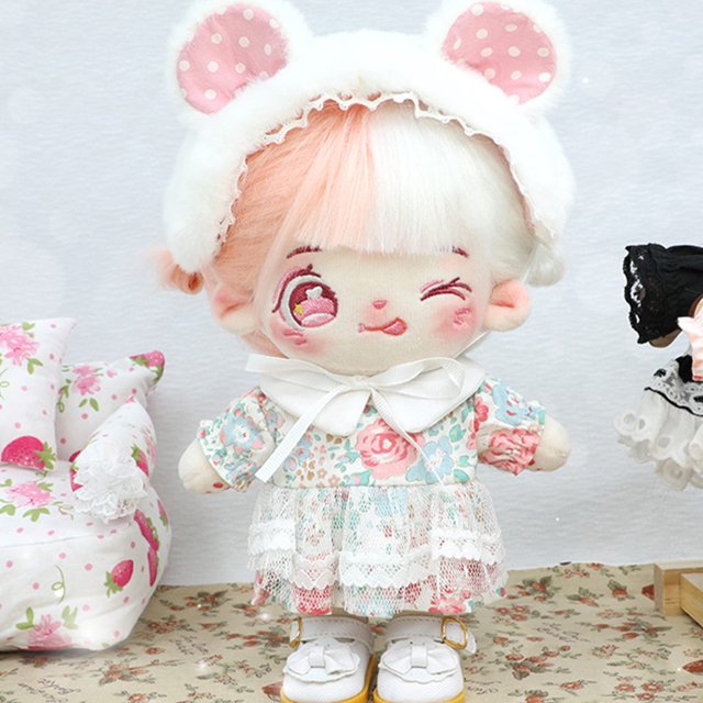 VONKY Doll Naked Cotton Soft 20cm Sweet Dressing Puppet Colorful Hair BandWave Point Doll's Accessories Children Girls As Shown Naked Doll