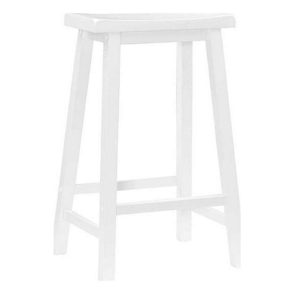 Pemberly Row 29" Transitional Wood Backless Counter Stool in White
