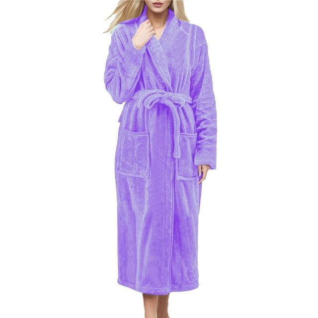 Ujnder Women's Robes Long Cloth Plus Size Bathrobe Comfortable Pajamas Purple XL