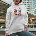 thumbnail image 2 of Hey Batter Batter Swing, 90s Retro Groovy Wavy Text & Baseball Themed Merch Gift, White Hooded Sweatshirt or Hoodie, XL, 2 of 5