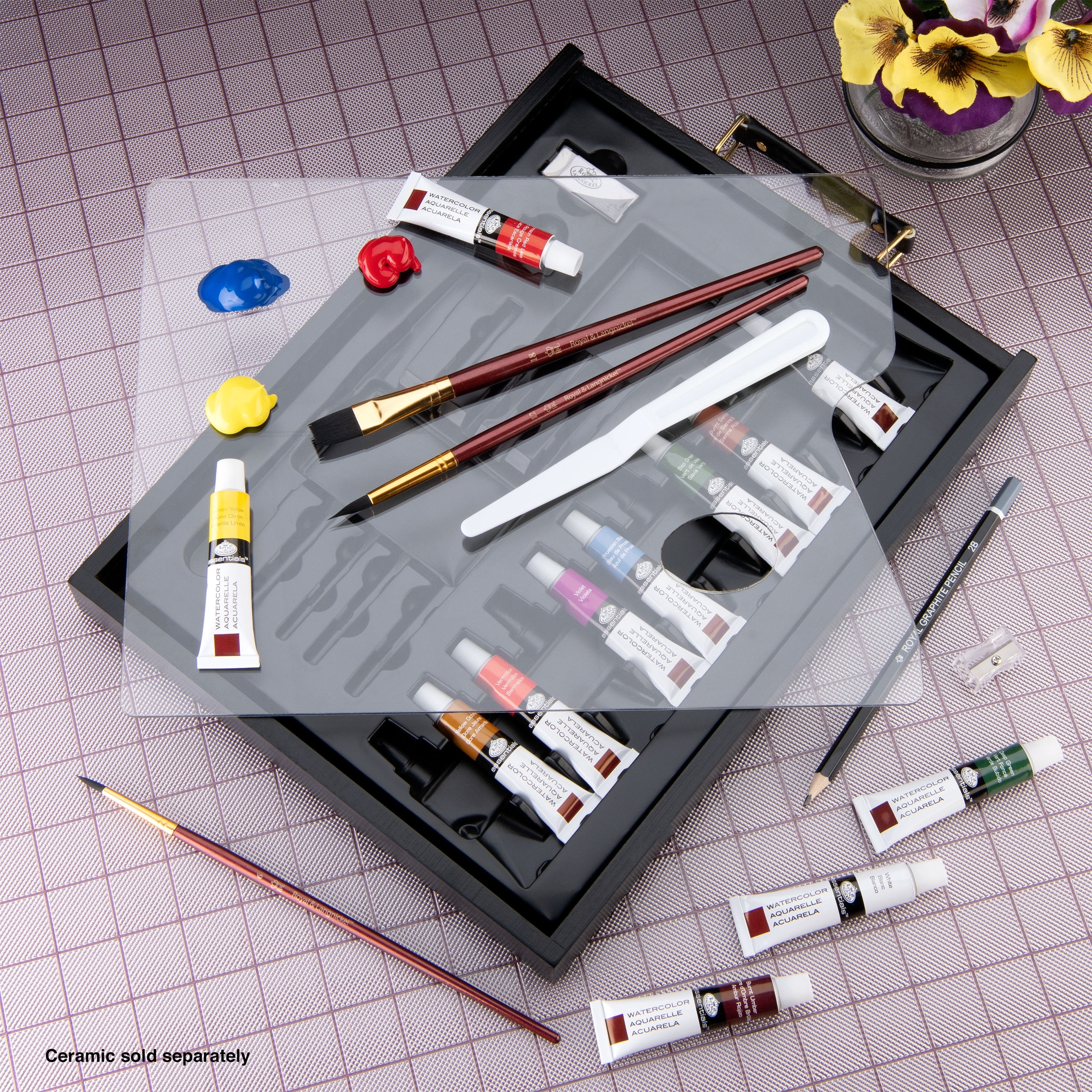 Royal & Langnickel Essentials - 21pc Clear Pallet Black Series Watercolor Art Set