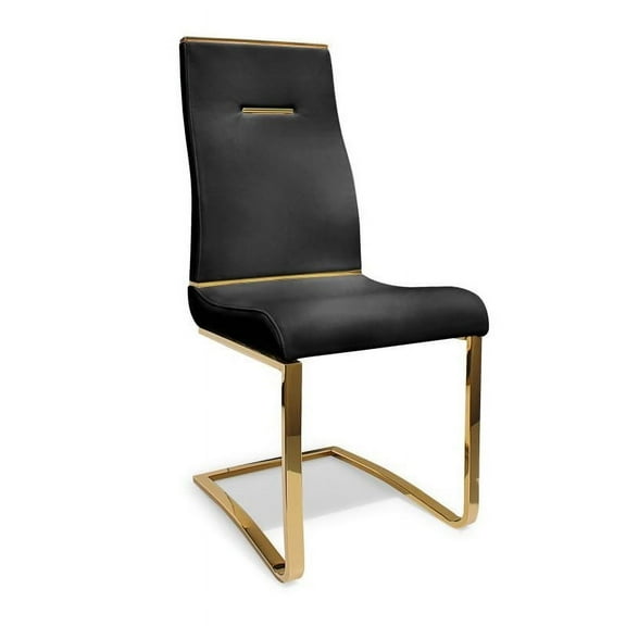 Pemberly Row Faux Leather Dining Chair in Black (Set of 2)