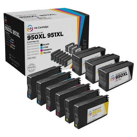 Hp Officejet Pro 8100 LD Remanufactured Replacement for HP 950XL & HP 951XL High Yield Ink Cartridges: 3 Black, 2 Cyan, 2 Magenta, 2 Yellow for OfficeJet 8600 & OfficeJet Pro 251dw, 8100, 8600, 8615, 8616, 8620, 8625, 8630 ()
