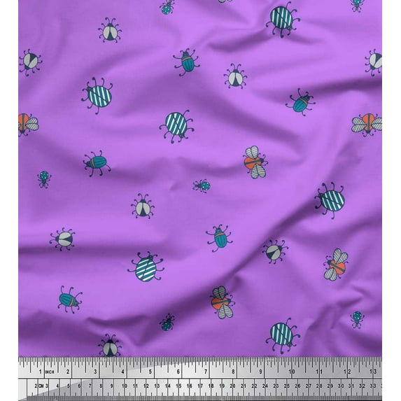 Soimoi Cotton Cambric Fabric Moth & Light Bug Insects Print Fabric by The Yard 42 Inch Wide