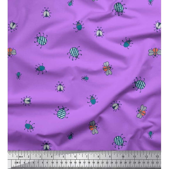 Soimoi Cotton Voile Fabric Moth & Light Bug Insects Printed Fabric 1 Yard 42 Inch Wide