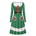 thumbnail image 4 of Suhoaziia Green Christmas Midi Dress for Women Size 3XL Xmas Strawberry Candy Jumpskirt Skater Skirt Crew Neck A-Line Womendress Trendy Outdoor Activities Skater Skirt for College, 4 of 7