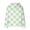 thumbnail image 4 of Lovskoo Women's Drawstring Sweatshirt Plaid Printed Long Sleeve Hooded Pullover Tops with Pockets Mint Green, 4 of 6