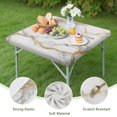 thumbnail image 4 of White Gold Marble Pattern Square Fitted Tablecloth with Elastic Edge,Square Table Cover,Washable Elastic Table Cover for Home Kitchen Party Decor 34"x34", 4 of 6