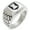 Silver, variant on Stainless Steel Rook Strategy Coat of Arms Shield Geometric Pattern Step-Down Biker Style Polished Ring