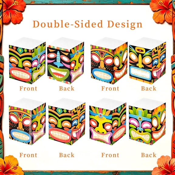 Double Sided Tiki Mask LED Light Paper Lantern Tropical Styling For Adult Hawaiian Luau Patio Party Decor