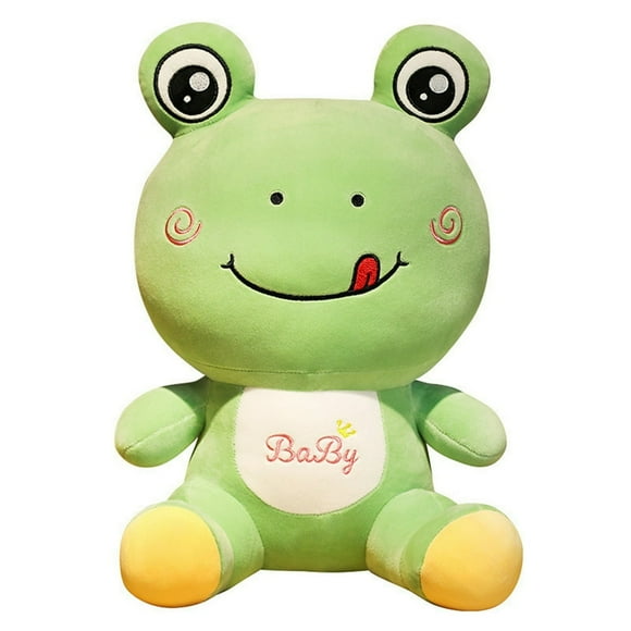 Frog Doll PP Cotton Fully Filled Embroidered Big Eyes Letters Design Christmas Birthday Gift Lovely Kids Toddlers Children Frog Stuffed Animal Home Decor