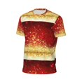 thumbnail image 5 of Rocae Red Gold Glitter for Men's Mesh Quick-Dry Short Sleeve Workout T-Shirt,Mens Crew Neck Tee Lightweight Soft Classic T Shirts Medium, 5 of 9