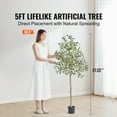 thumbnail image 2 of KFFKFF 5FT Artificial Olive Tree, Pre-assembled Faux Olive Tree in Black Plastic Pot, Indoor Fake Potted Tree with Natural Wood Trunk and Lifelike Fruits, Artificial Plants for Home Office Decor, 2 of 9
