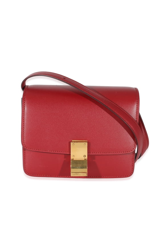 Pre-Owned CelineRed Smooth Calfskin Small Classic Box Bag
