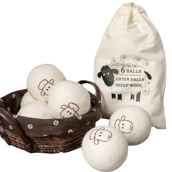 6 Pack Wool Dryer Balls Eco-Friendly Reusable Anti-wrinkle Removal White Wool Drying Ball Water Absorption Accessories