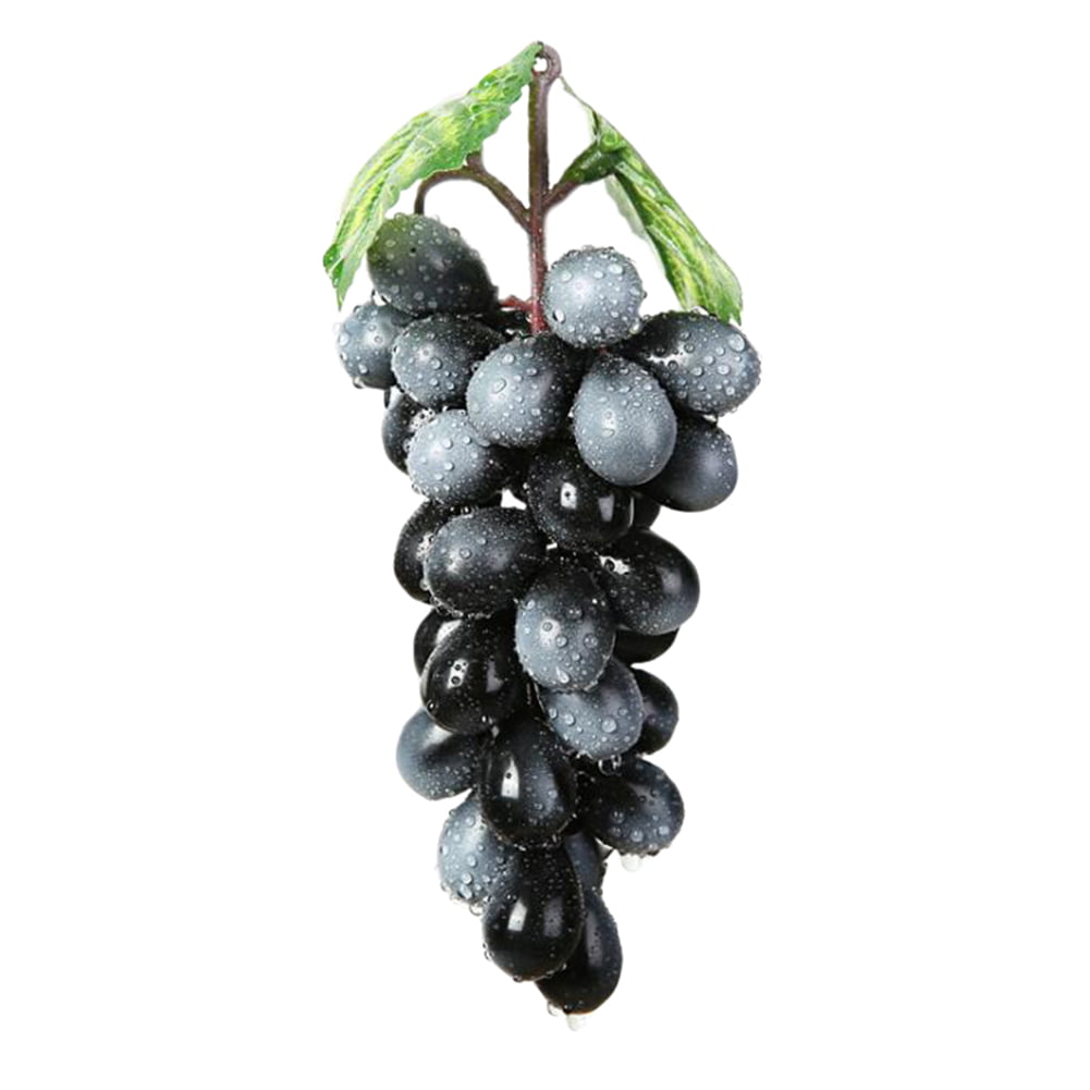 Bunch of Artificial Black Grapes Plastic Decorative Fruit 
