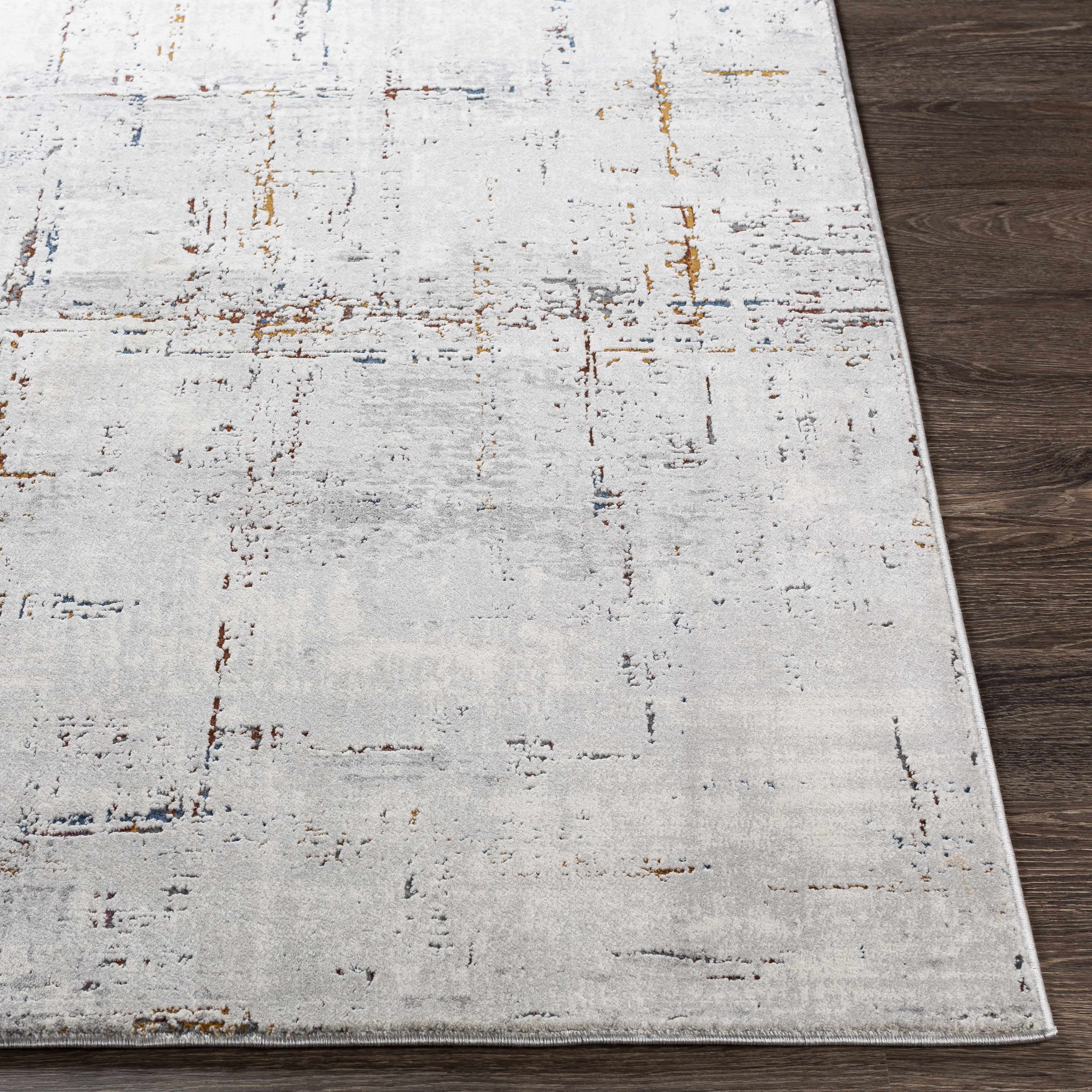 Hauteloom Concordia Contemporary Abstract Living Room Bedroom Dining Room Area Rug - Modern Distressed Bohemian Neutral Carpet - Gray, Beige, Orange, Red - 2'7" x 5'