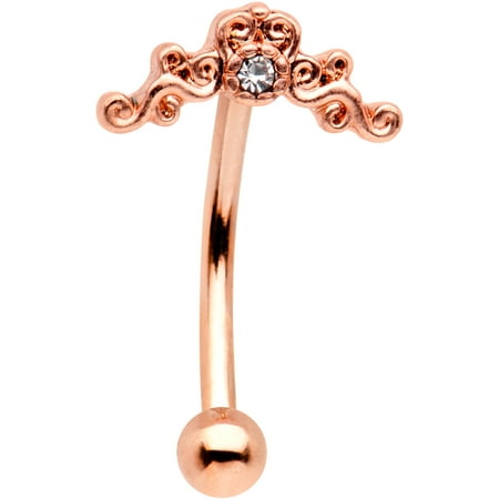 - Body Candy Anodized Steel Clear Accent Rococo Curved Eyebrow Ring 16 Gauge 5/16