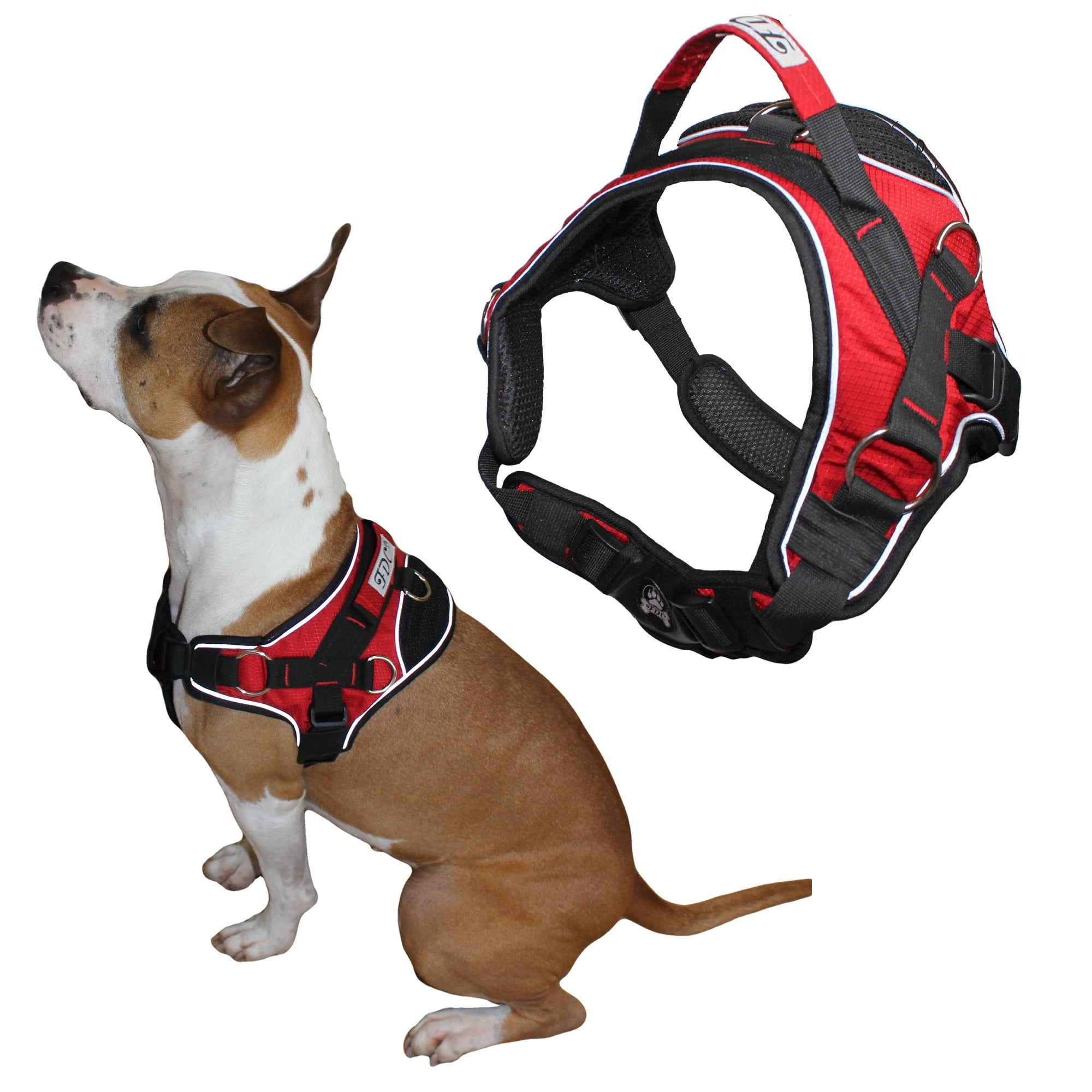 Durable Heavy Duty Padded No-Pull Dog Harness Handle Reflective Red Sz XX-Large (chest 36" - 46")