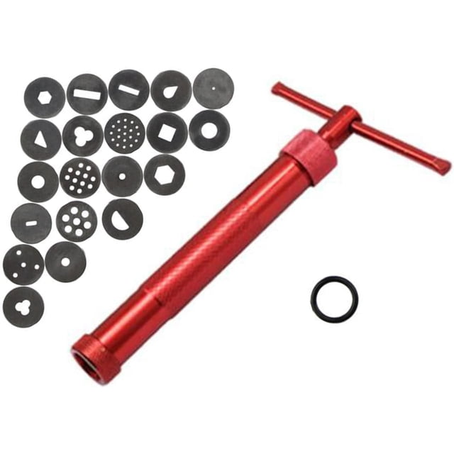 Loriketty Paste Craft Clay Extruder - 20 Patterns for Sugar Paste, DIY Cake Decorating - Red