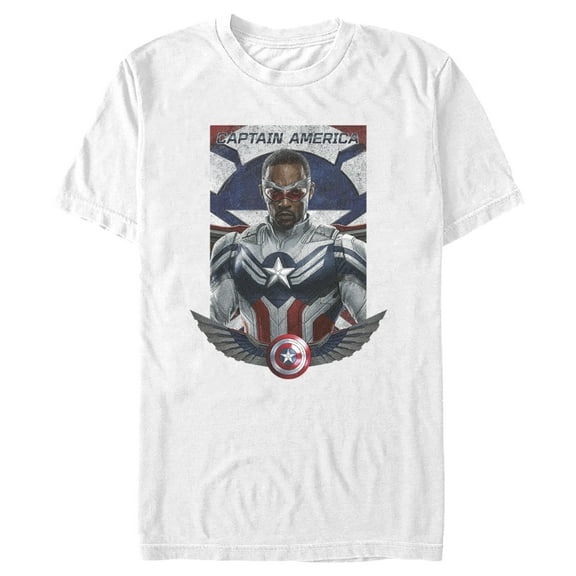 Men's Marvel The Falcon and the Winter Soldier Captain America Shield Wings  Graphic Tee White Medium