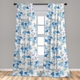 thumbnail image 2 of Flowers Window Curtains, Watercolor Wild Peony and Rose Blossoms in Aqua Color Palette, Lightweight Decor 2-Panel Set with Rod Pocket, Pair of - 28"x95", Azure Blue and Pale Seafoam, by Ambesonne, 2 of 3