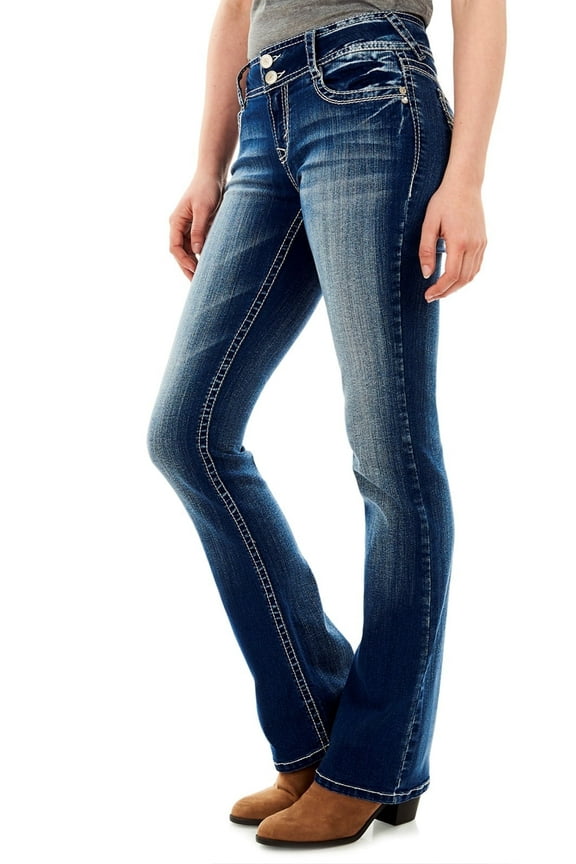 Women's Luscious Curvy Bootcut Mid-Rise Insta Stretch Juniors Jeans (Standard and Plus)