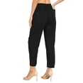 thumbnail image 6 of HDE Women's Linen Blend Pull On Drawstring Pants with Pockets Black S, 6 of 7