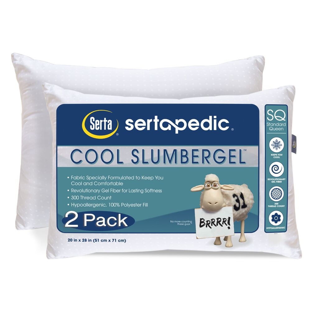 Sertapedic Cool Slumbergel Pillows, Standard/Queen, Set of 2 Walmart