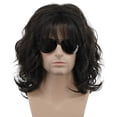 thumbnail image 2 of Peluca de Halloween con estilo de los años 70 y 80, larga y rizada en tono marrón oscuro, apta tanto para hombres como mujeres; ideal para disfraces y cosplay de anime, 2 of 3