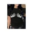 thumbnail image 1 of Women'S Skeleton Hand Print T-Shirt - Casual & Sporty, Short Sleeve, Round Neck, , Machine Washable, Summer Fashion Tee in Black, 1 of 7