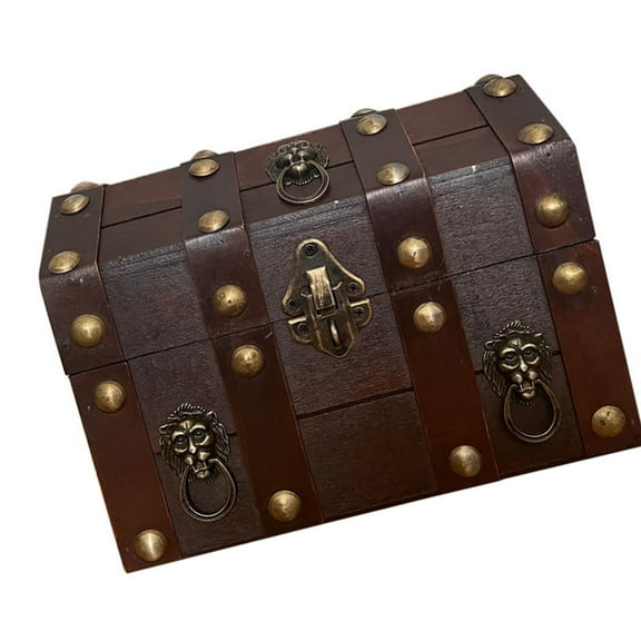 Antique Style Wooden Storage Box with Lock and Lid for Jewelry and Keepsakes Decorative Treasures Chest Home Decoration