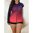 thumbnail image 3 of Sociala Women's Plus Zipper Rash Guard Long Sleeve Color Block Swim Shirt UPF 50+ Swimsuit Tops, 3 of 7
